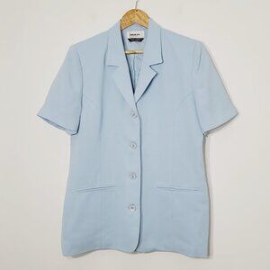 Tribal Sportswear Light Blue Short Sleeve Blazer Vintage Pockets Business Casual